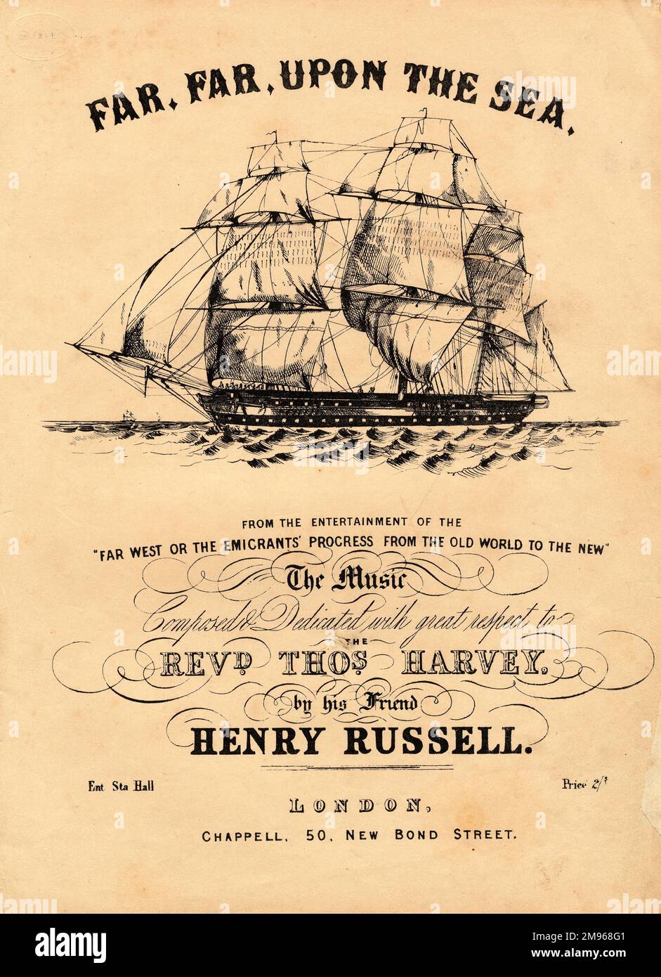 A Music Sheet Cover For A Song By Henry Russell Far Far Upon The Sea 