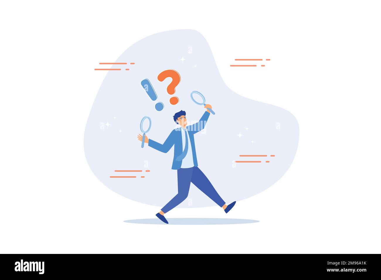 Observation or examination, curiosity to discover secret, search or analyze information, investigate or research concept, flat vector modern illustrat Stock Vector