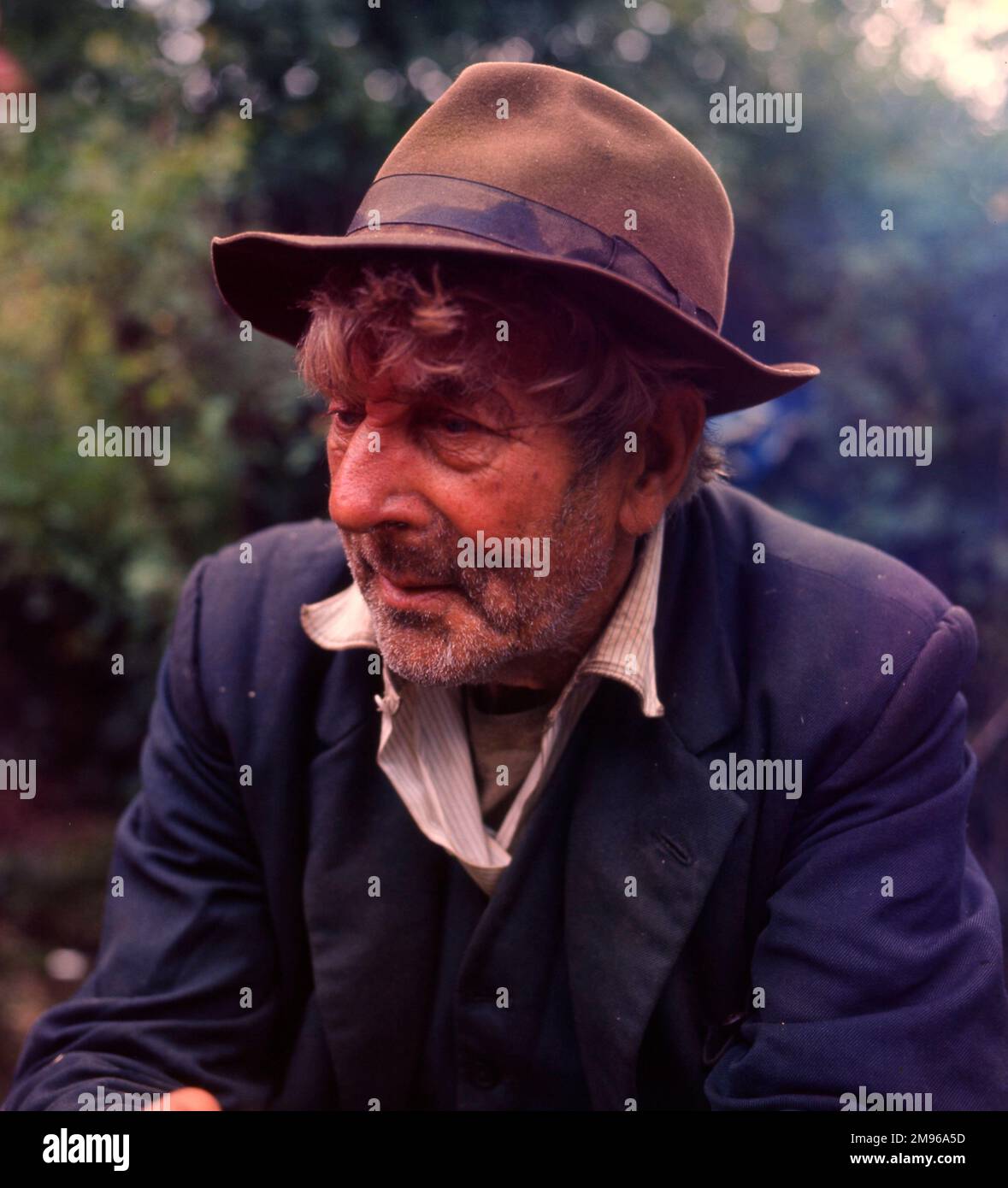 A gipsy man at an encampment. Stock Photo