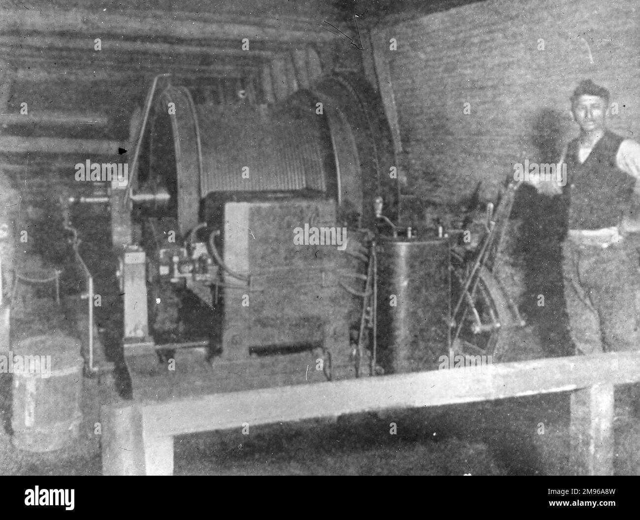 A man operating haulage equipment in a mine in South Wales. Stock Photo