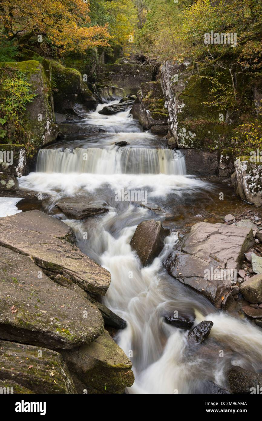 Brackllnn Falls, Brackland Glen, near Callander, Loch Lomond and Trossachs National Park, Scotland Stock Photo
