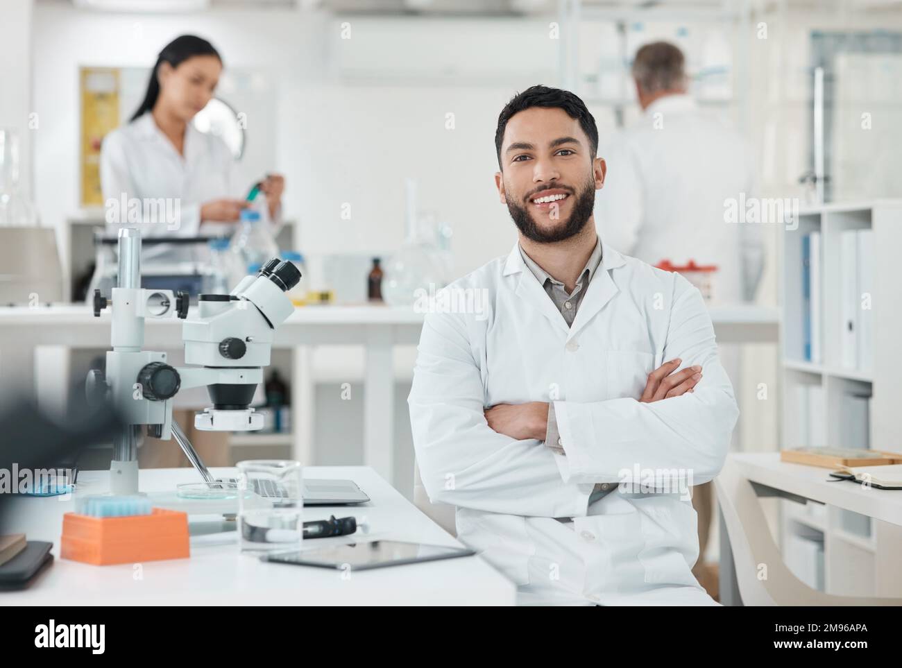 Every test should lead to reliable and precise data. Portrait of a young scientist working in a lab. Stock Photo