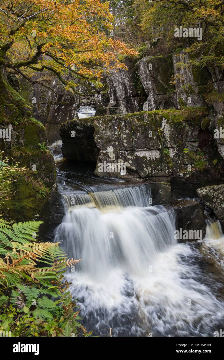 Brackllnn Falls, Brackland Glen, near Callander, Loch Lomond and Trossachs National Park, Scotland Stock Photo