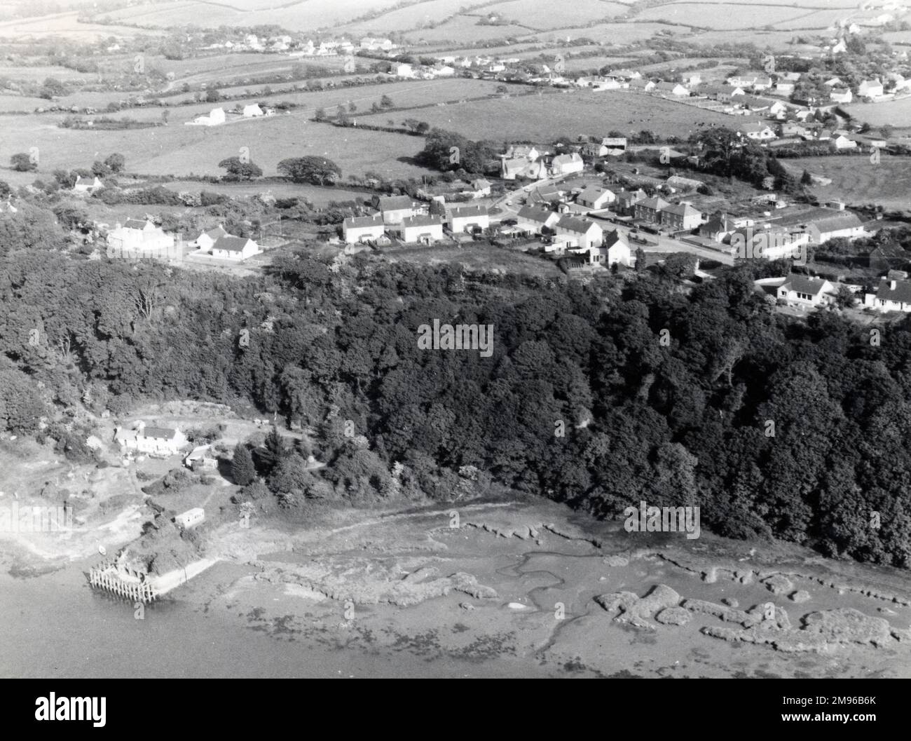 An aerial view of the coastal village of Hook, on the Western Cleddau