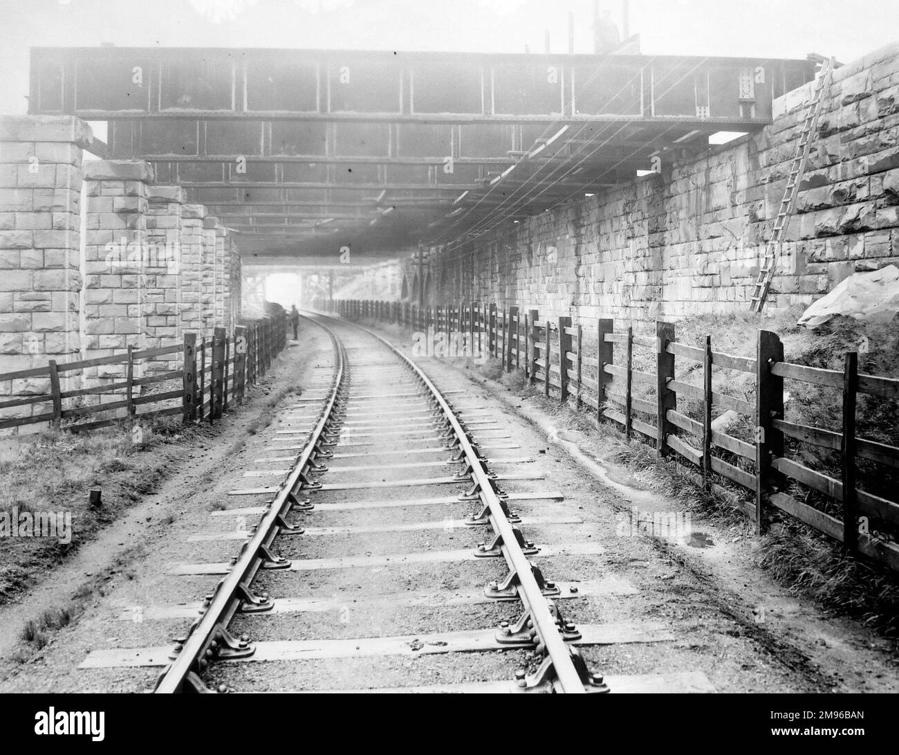 View of the railway track at Landore, near Swansea, on the Great Western Railway, Glamorgan, South Wales. Stock Photo