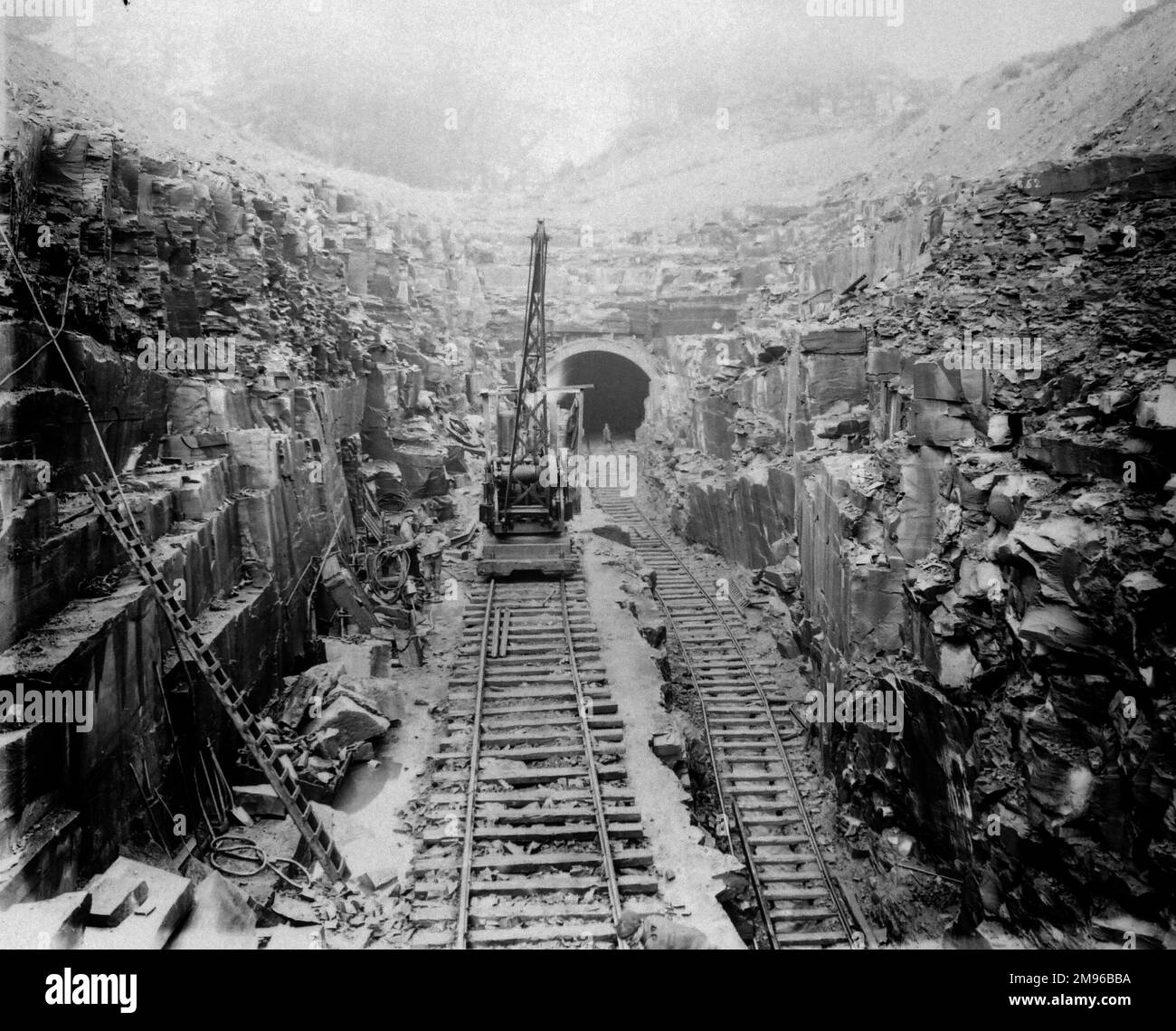 Tunnel construction taking place on the Great Western Railway, somewhere in South Wales. Stock Photo