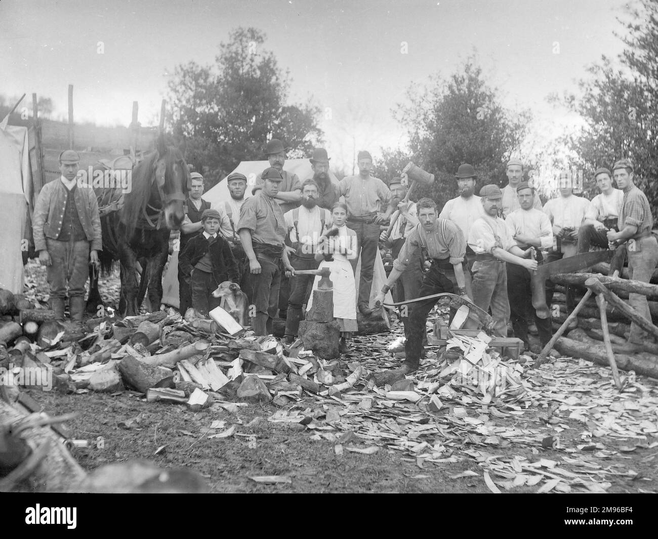 A large group of clog makers in the Wye Valley, probably in the Mid