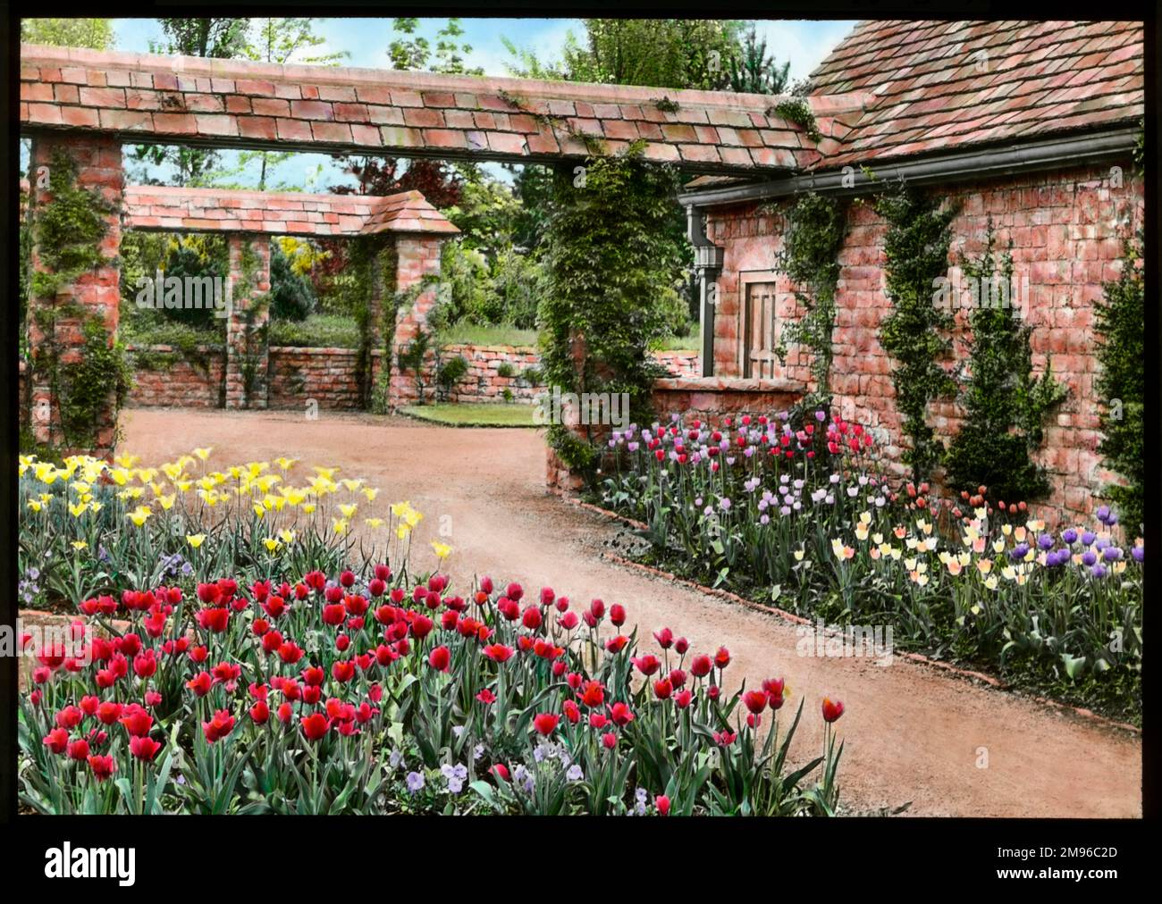 A view of the garden of Mounton House in Chepstow, Gwent, Wales, with