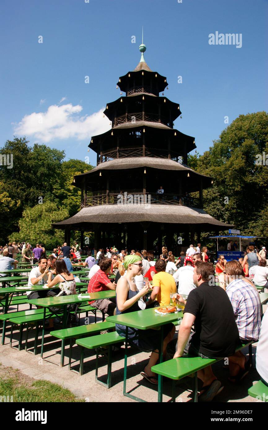The Chinesischer Turm and beer garden in the Englischer Garten, Munich