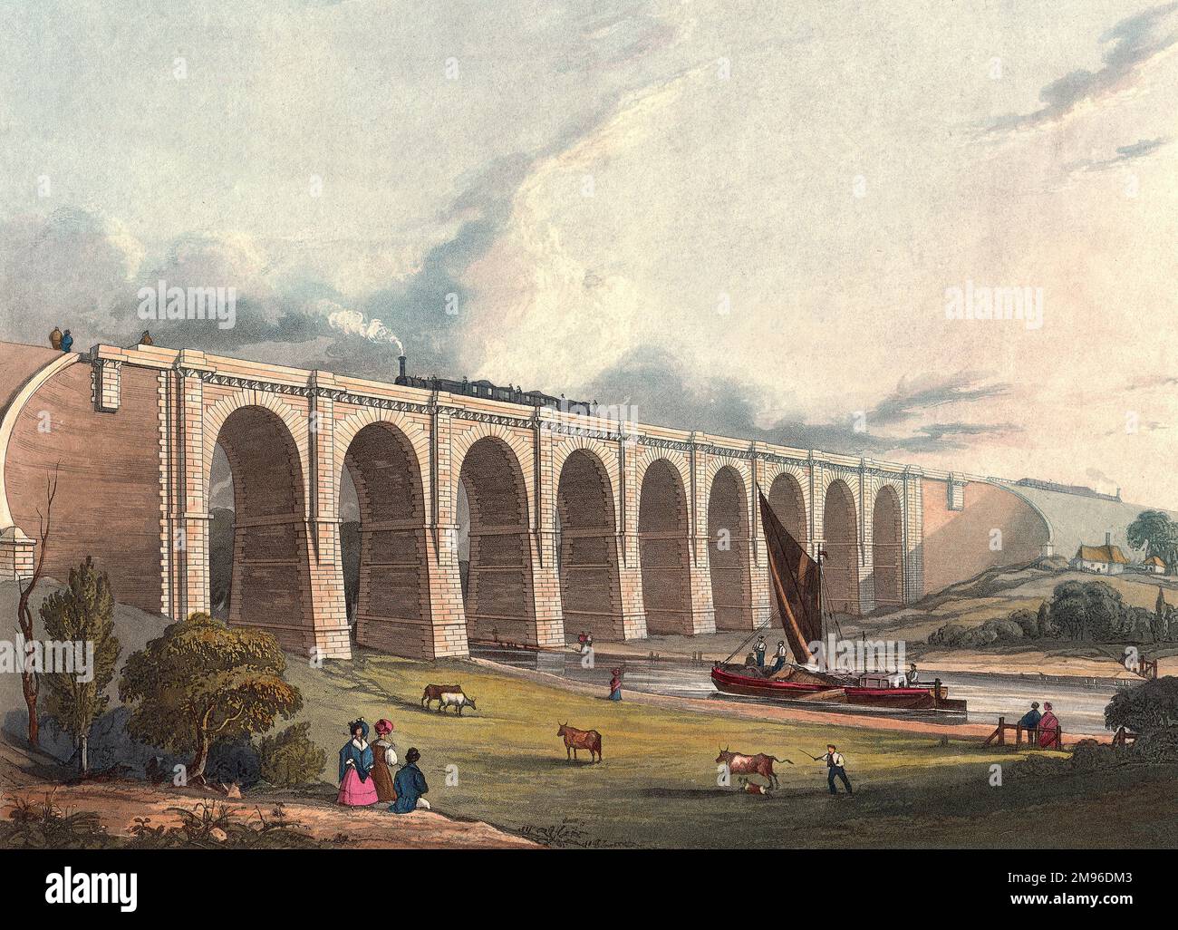 Viaduct across the Sankey valley (for the LMR), 1831 Stock Photo