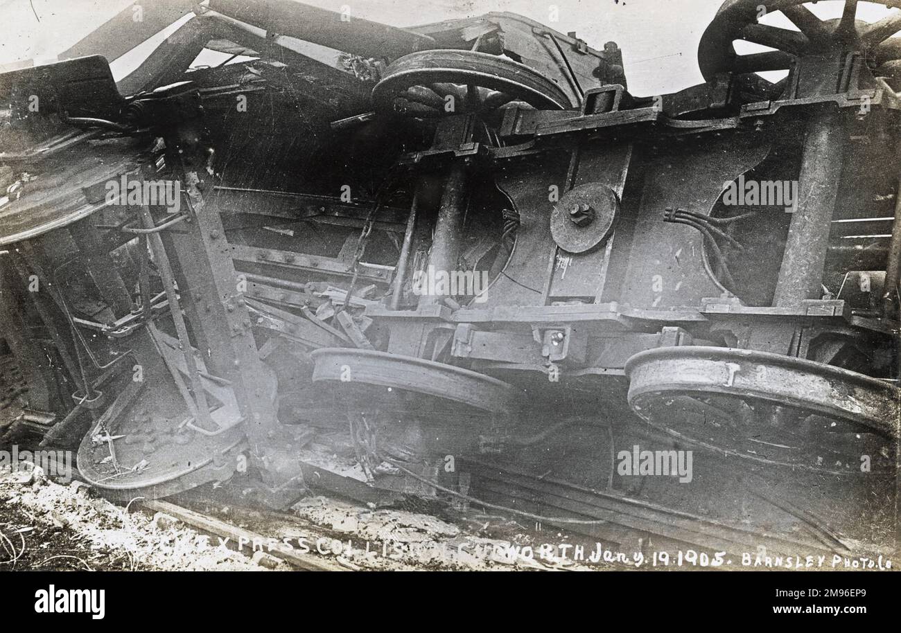 Railway disaster, 19 January 1905, the wheels of the derailed train Stock Photo