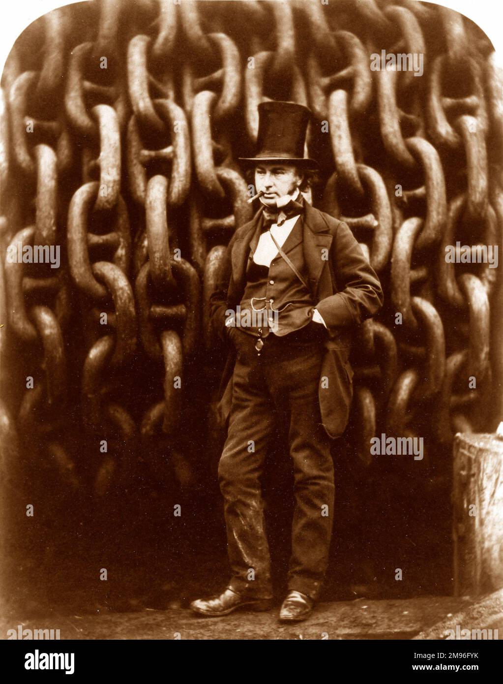 I K Brunel before the hauling chains of the 'Great Eastern' Stock Photo