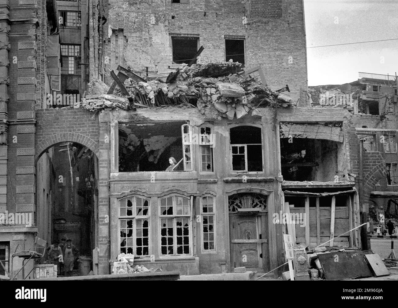 A bomb damaged building in Germany during the Second World War. Stock Photo