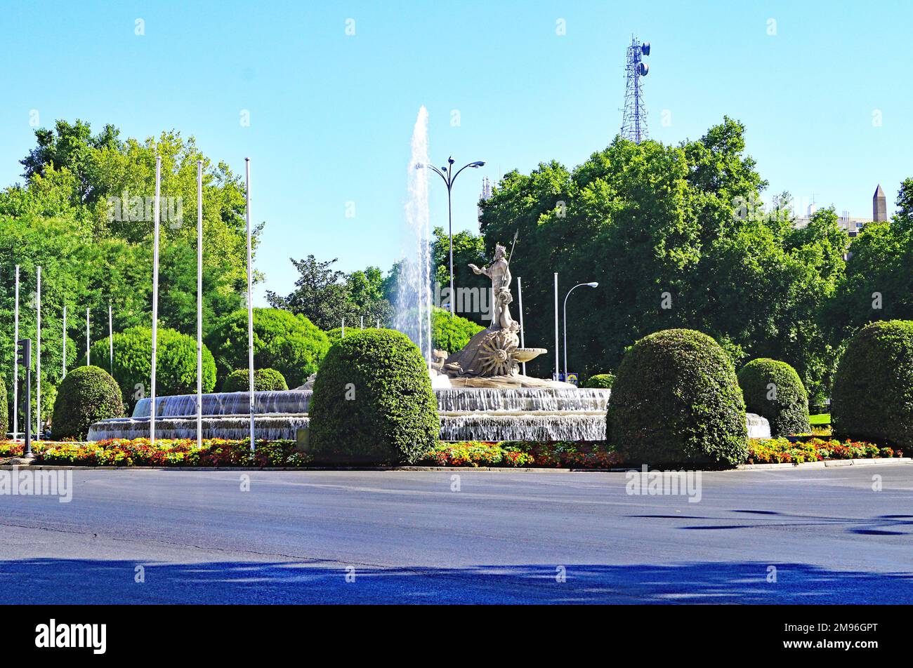 Neptune Fountain in Madrid, Spain, Europe Stock Photo