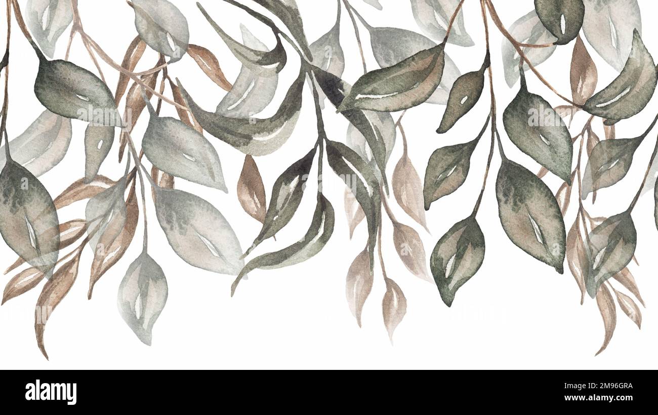 Greenery Clipart, Watercolor Eucalyptus frame illustration, Gray ...