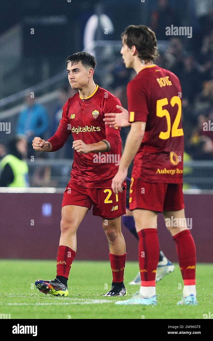 Roma, Italy. 12th Jan, 2023. Paulo Dybala of AS Roma celebrates