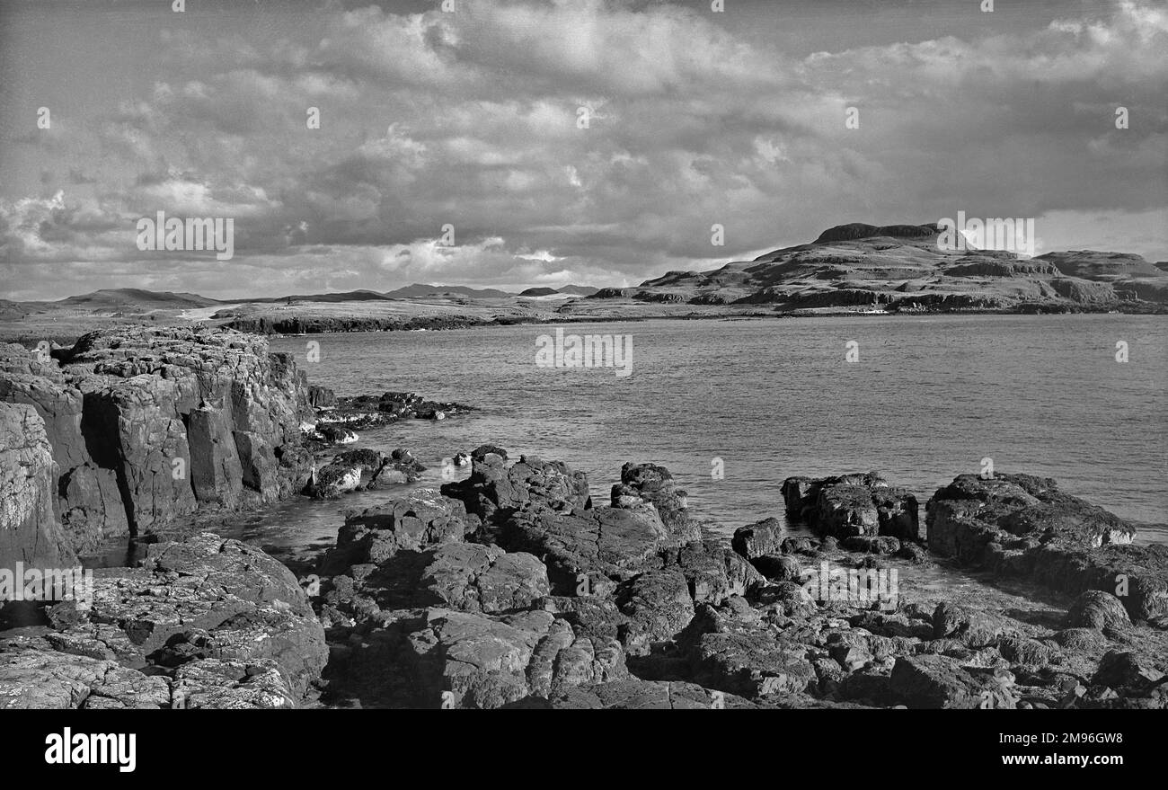View of Muck from Eilean nan Each (Horse Island), Inner Hebrides, northern Scotland. Stock Photo
