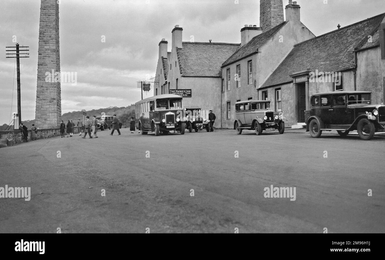 Scene outside The Hawes Inn and Hotel, South Queensferry, Edinburgh, Scotland. Stock Photo
