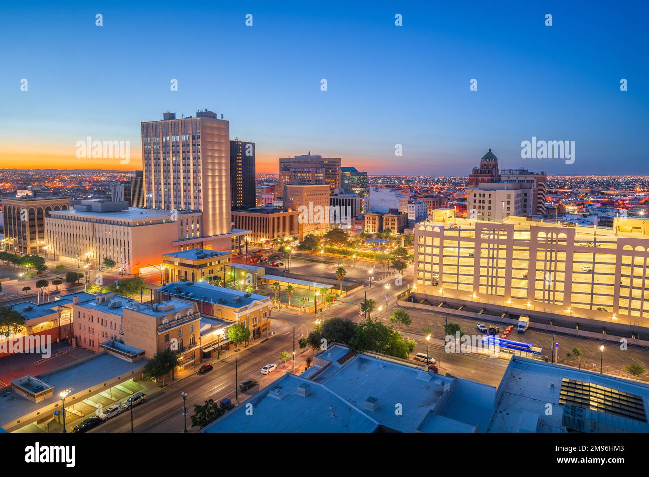 El Paso, Texas, USA downtown city skyline at twilight Stock Photo Alamy