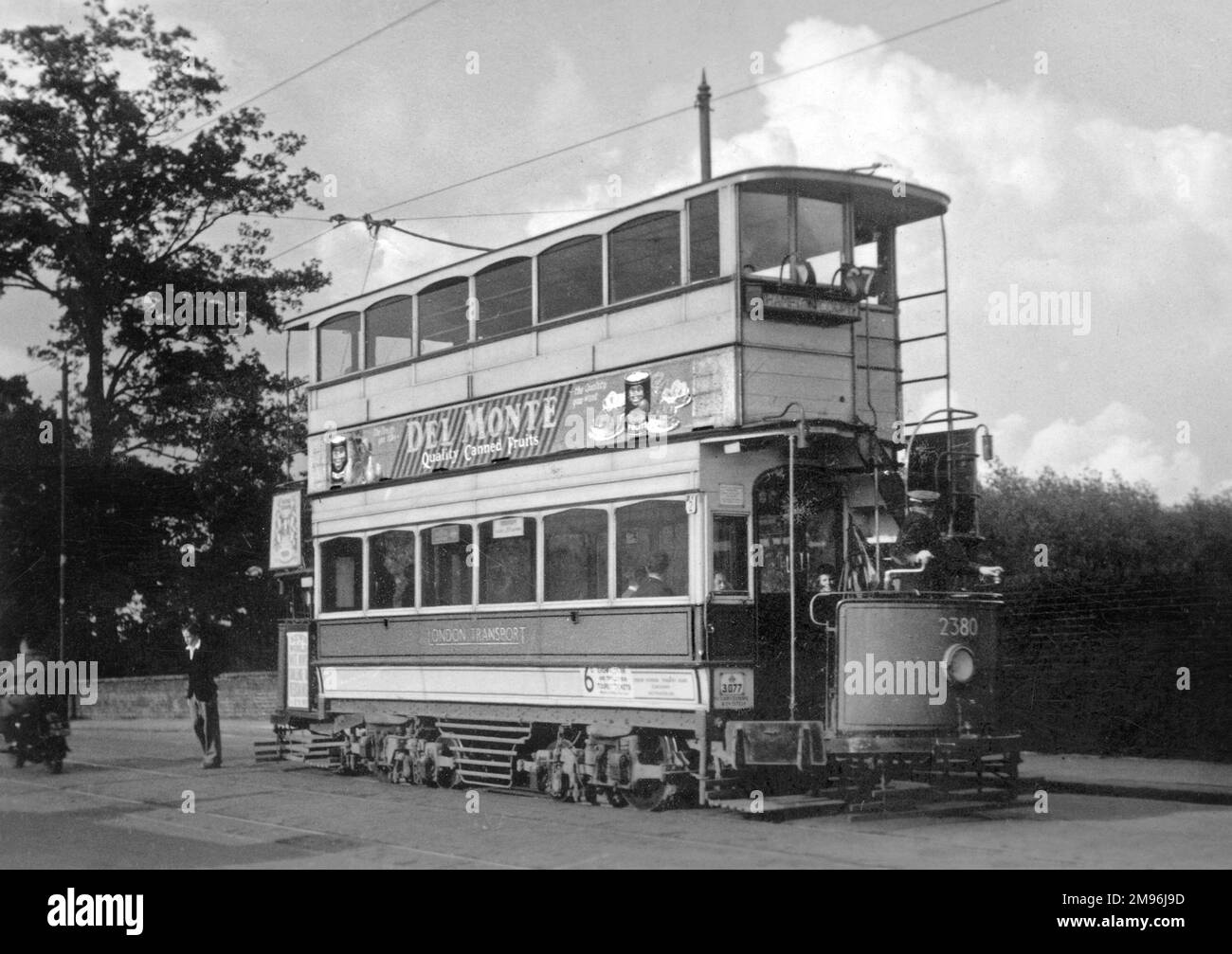 A London Transport trolley bus, serving Hampton Court. Stock Photo