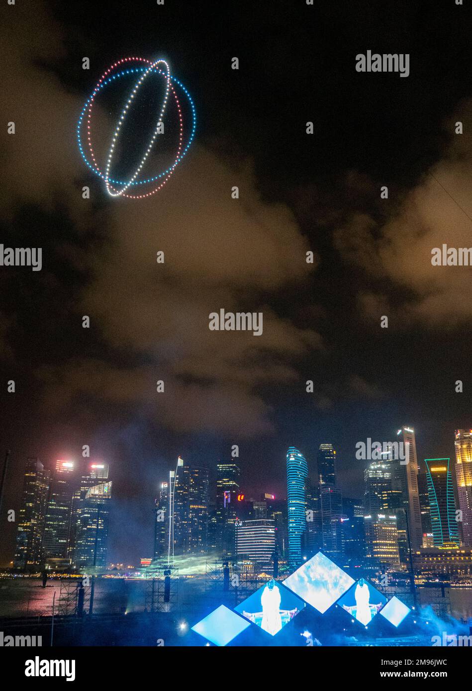 Fireworks and drone show celebrations New Years Eve 2022 at Marina Bay Singapore Stock Photo Alamy