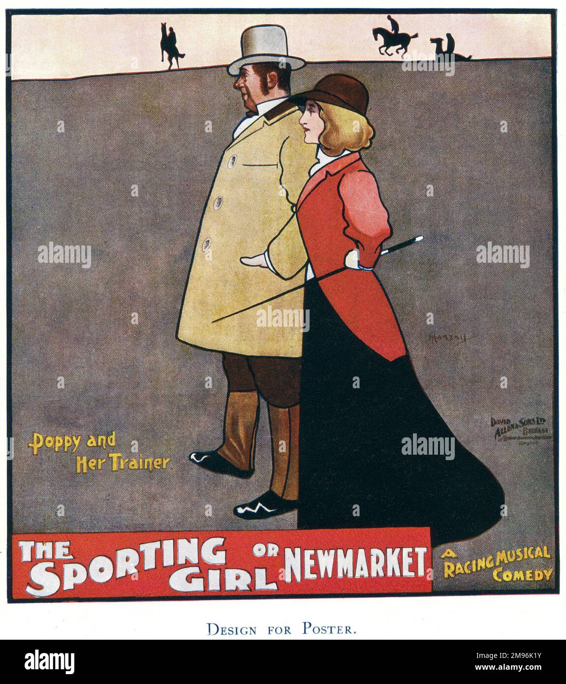 Poster advertising The Sporting Girl, or Newmarket, a racing musical ...
