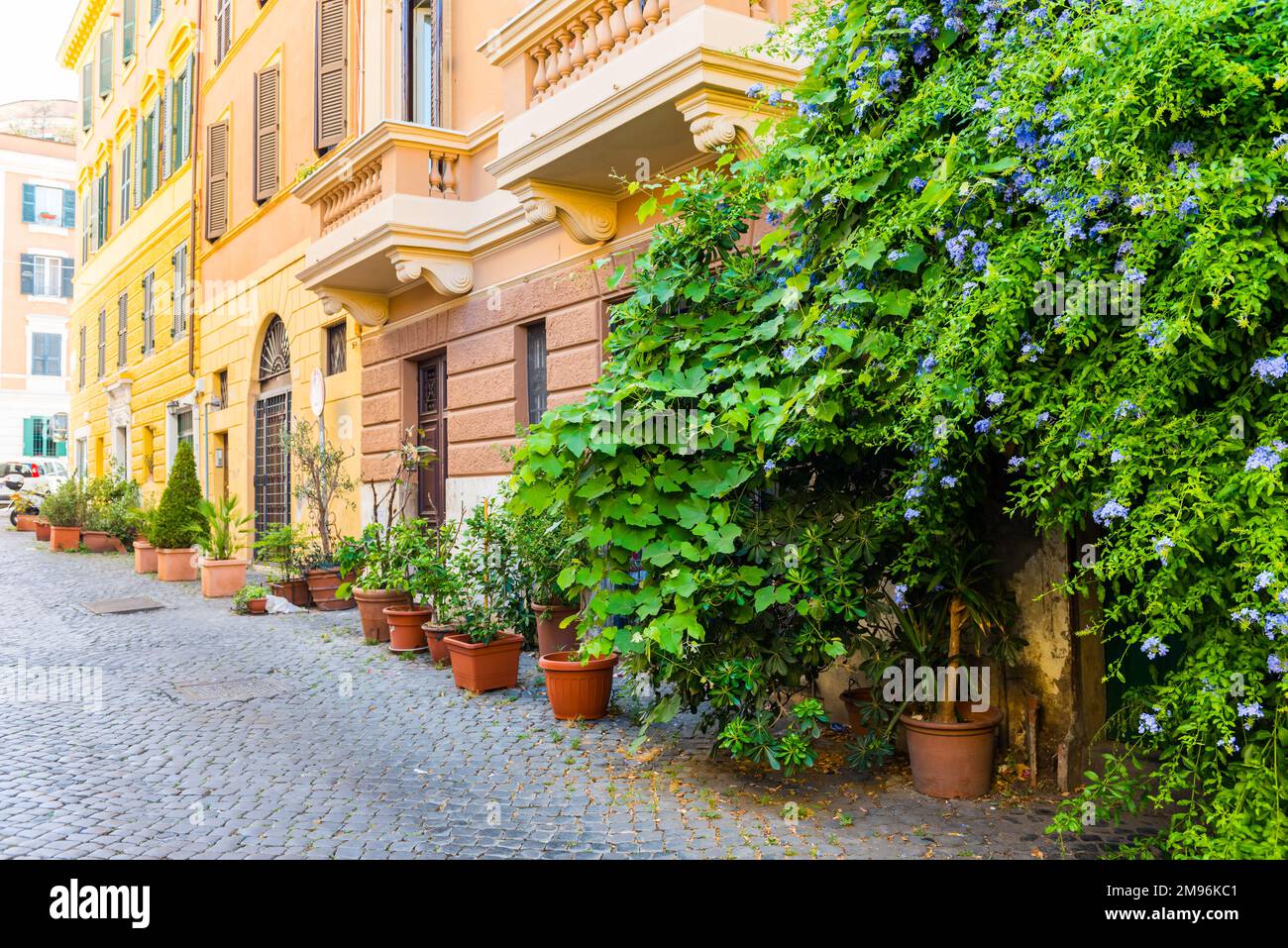 Beautiful old street in Trastevere. Rome, Italy. Trastevere is one of ...