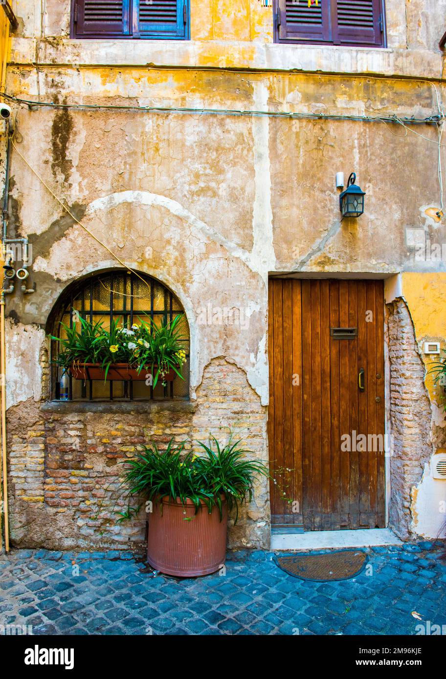 Beautiful old street in Trastevere. Rome, Italy. Trastevere is one of