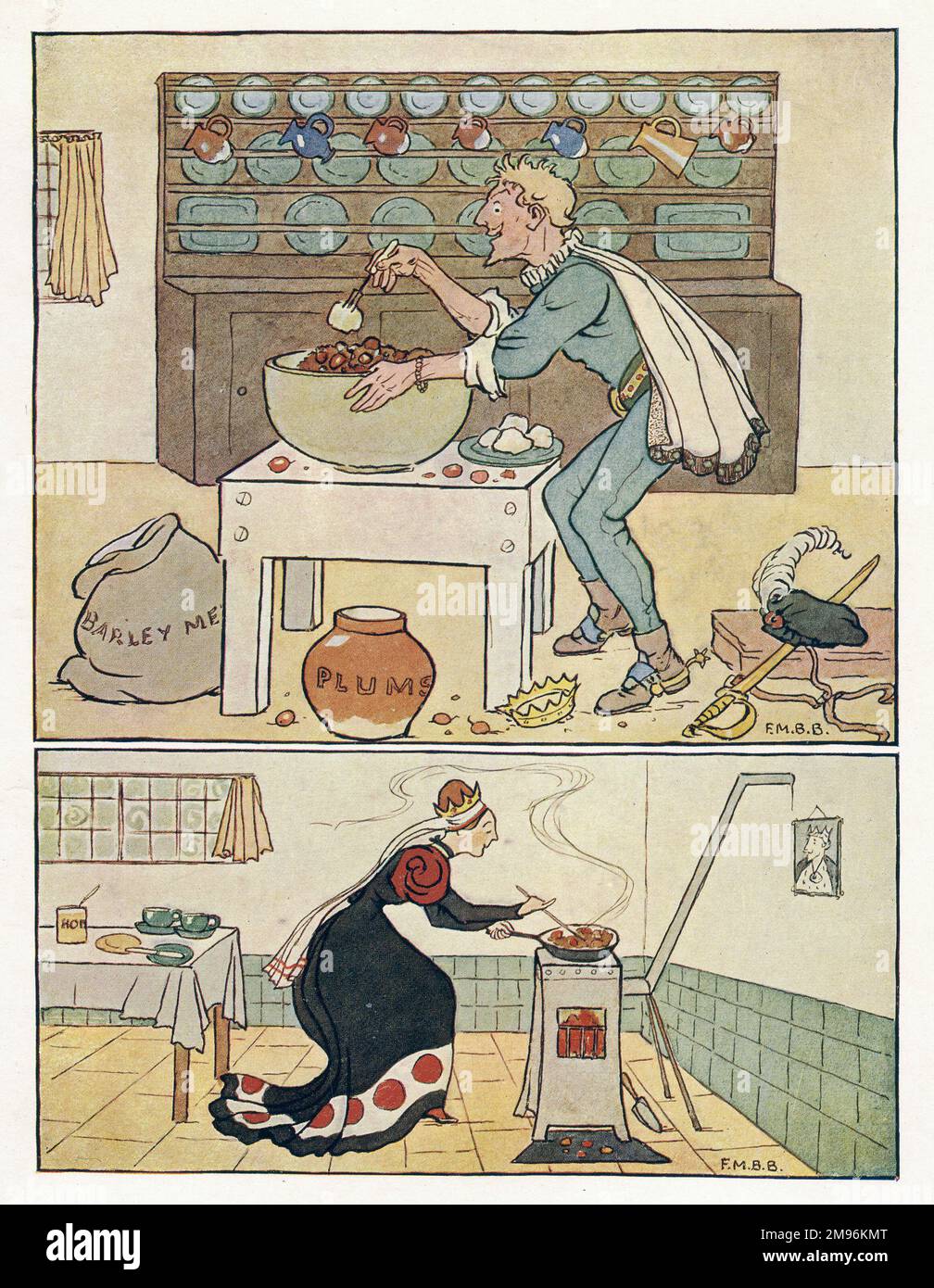 Nursery Rhymes two illustrations. Above the Knave of Hearts takes