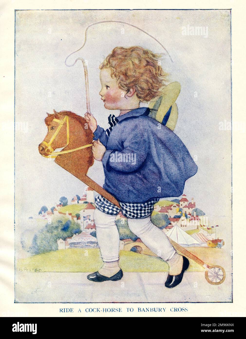 Nursery Rhyme Ride a CockHorse to Banbury Cross. Showing a cute