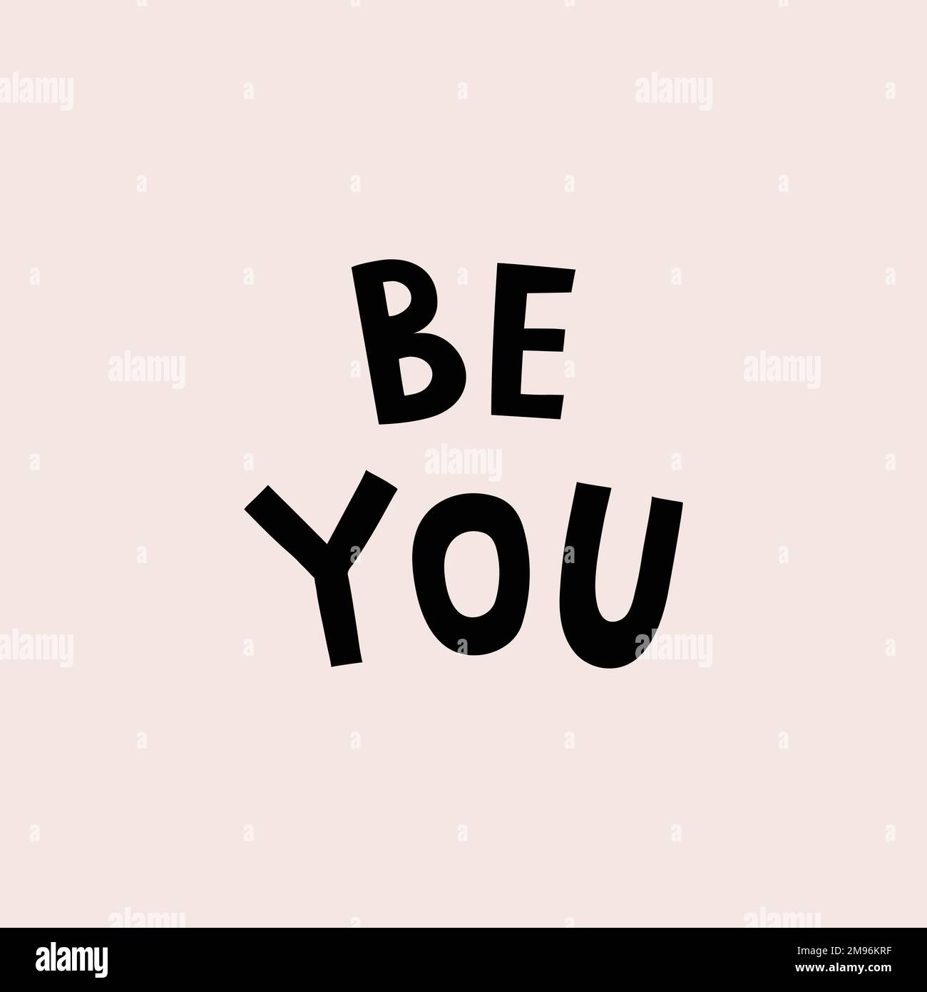 Black be you doodle typography on beige background vector Stock Vector ...