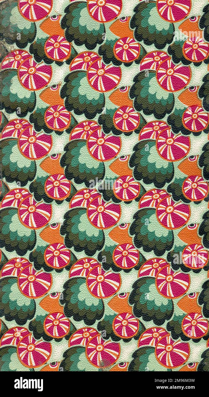 Wrapping Paper Sample Design -- multi-coloured shapes in a repeated pattern. Stock Photo