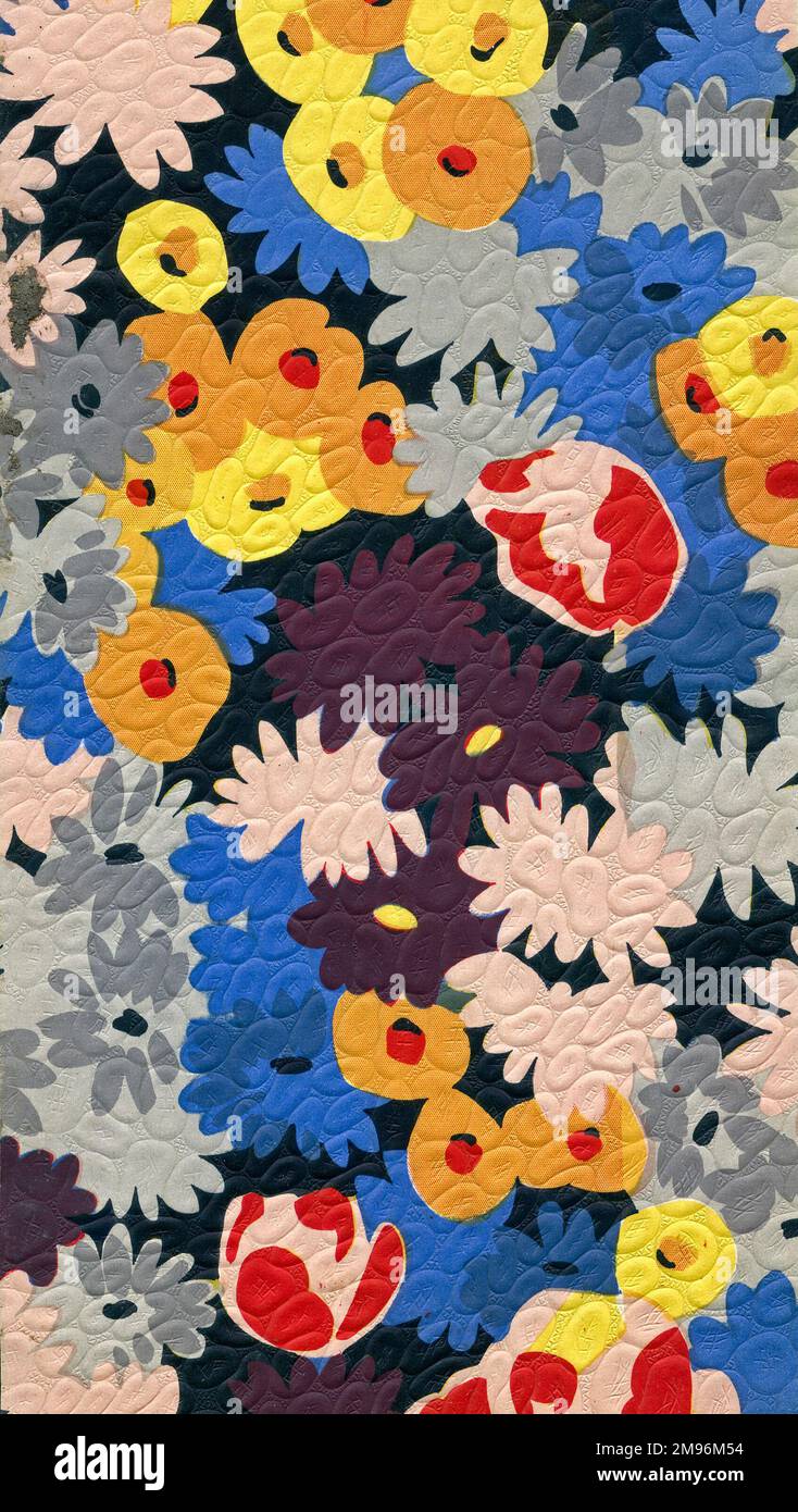 Wrapping Paper Sample Design -- stylised multi-coloured floral pattern. Stock Photo