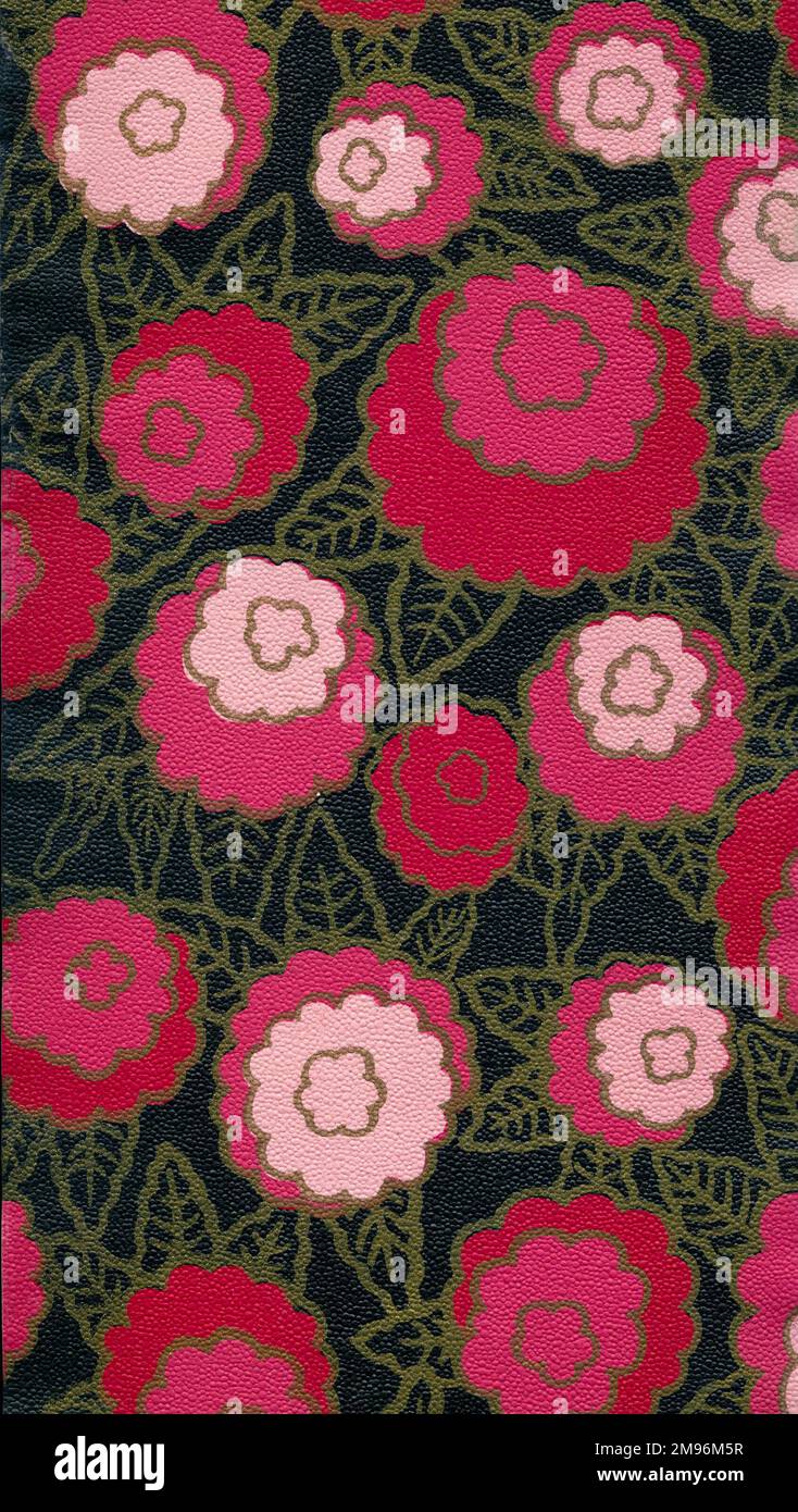 Wrapping Paper Sample Design pink, red and magenta flowers with gold