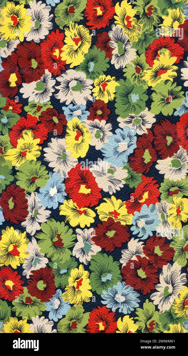 Wrapping Paper Sample Design -- multi-coloured flowers. Stock Photo