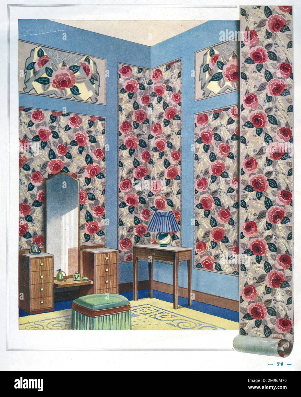 Wallpaper designs shown in a sample dressing room interior Stock Photo