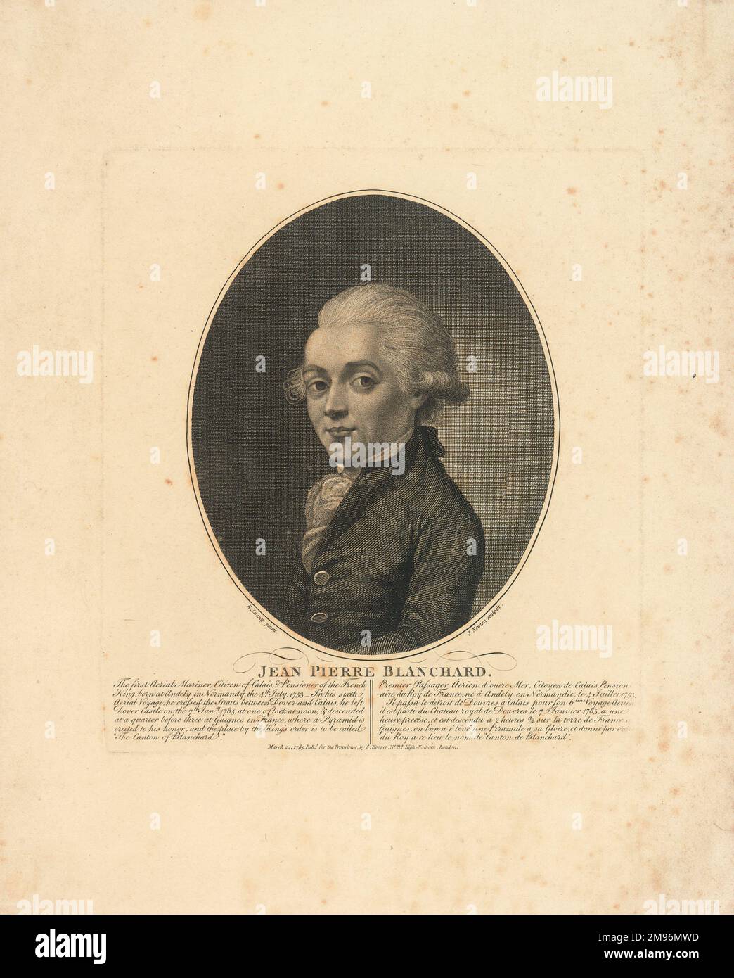 Jean Pierre Blanchard (1753-1809), French balloonist. Stock Photo