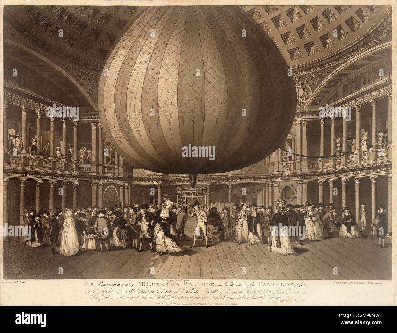 Lunardi's balloon, exhibited in the Pantheon, Oxford Street, London. Stock Photo