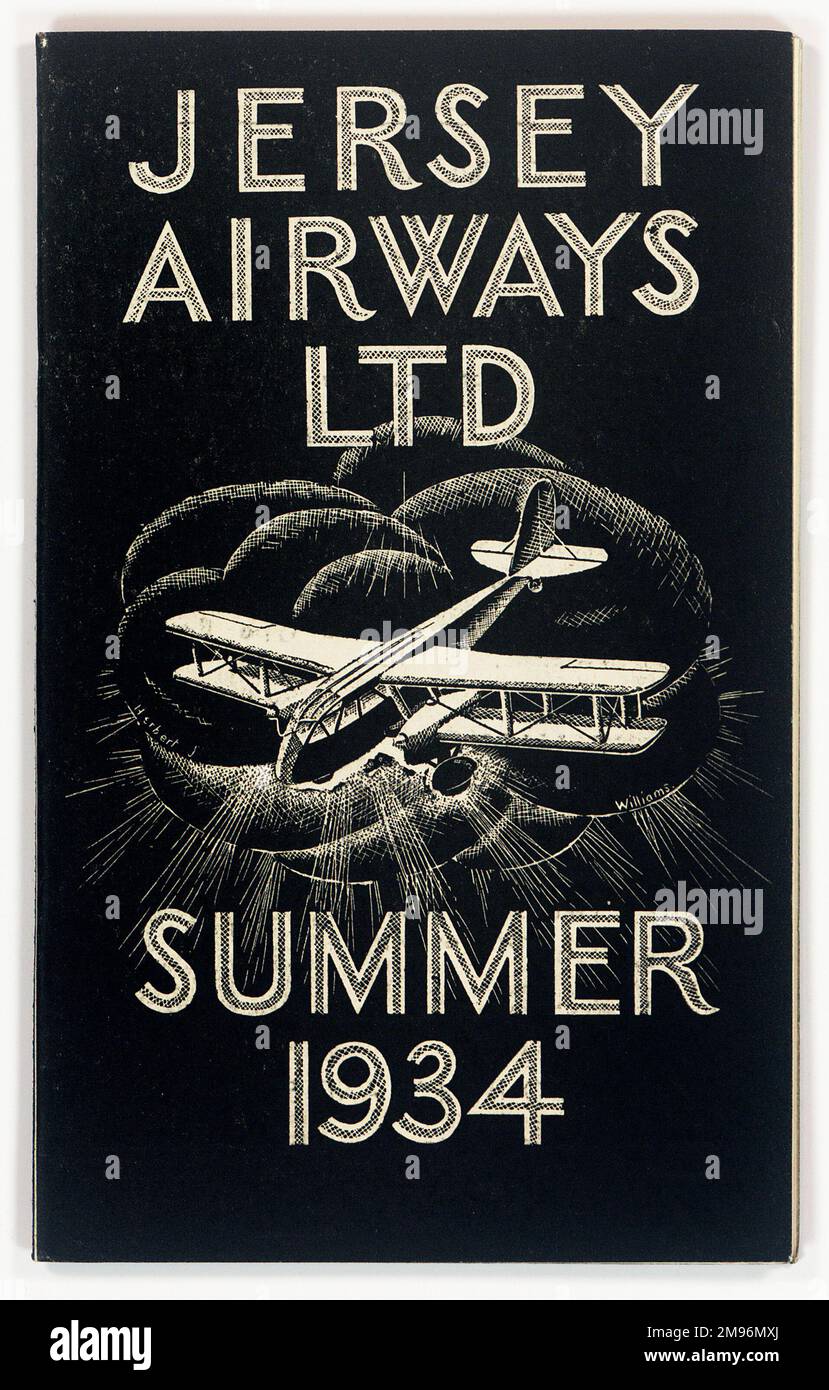 Cover design, Jersey Airways Ltd timetable for Summer 1934. Stock Photo