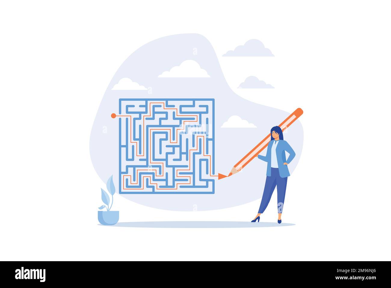 Workaround or solution to bypass problem or difficulty, creativity to overcome obstacle or solving business problem, avoiding path concept, flat vecto Stock Vector