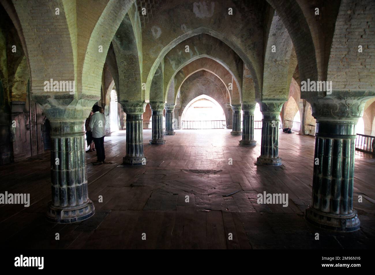 India, West Bengal, Pandua: Adina Mosque or Jami Masjid (1364 AD), innerior, arched nave. Stock Photo
