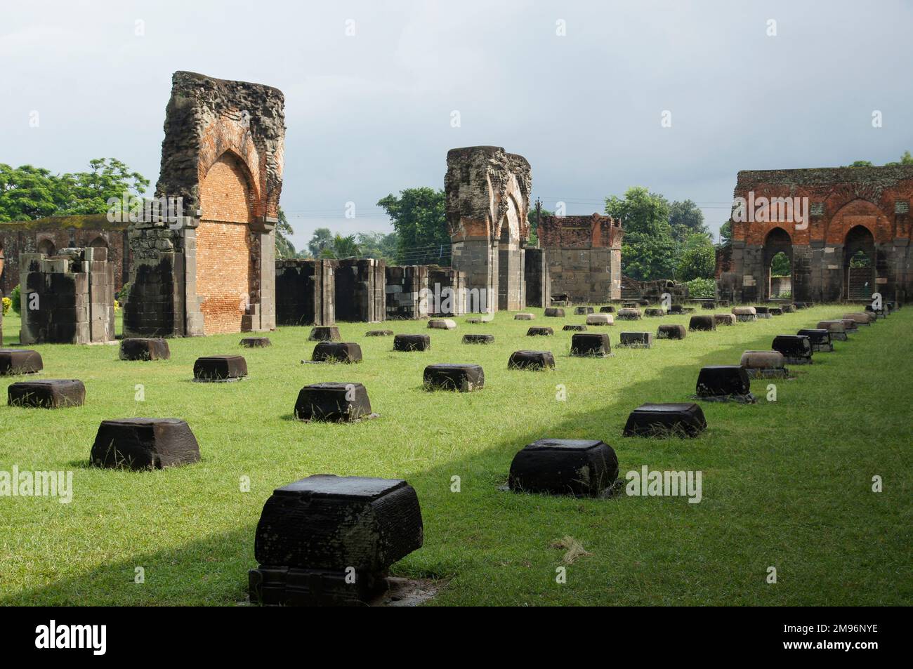 India, West Bengal, Pandua: Adina Mosque or Jami Masjid (1364 AD), inner court. Stock Photo