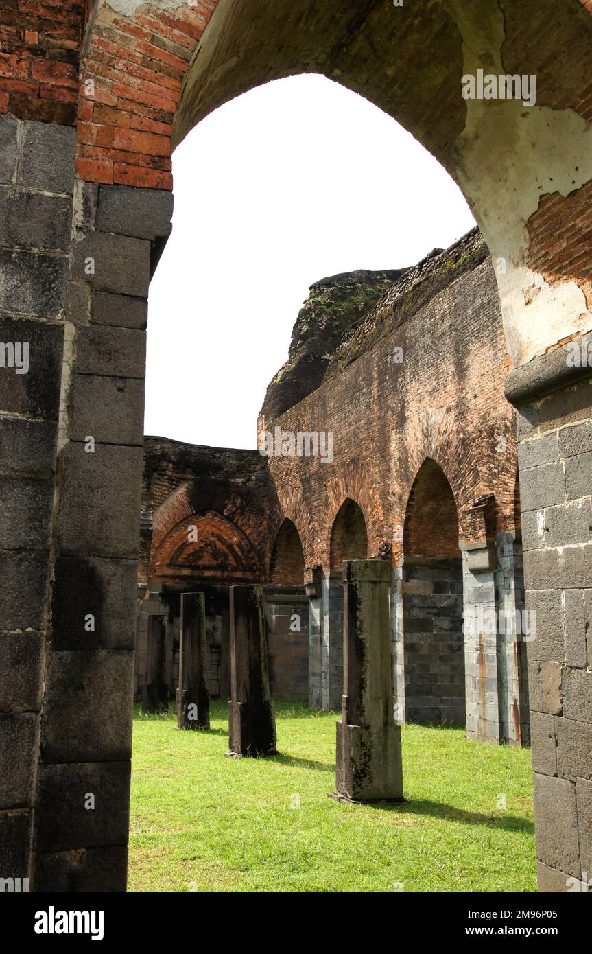 India, West Bengal, Pandua: Adina Mosque or Jami Masjid (1364 AD), inner court. Stock Photo