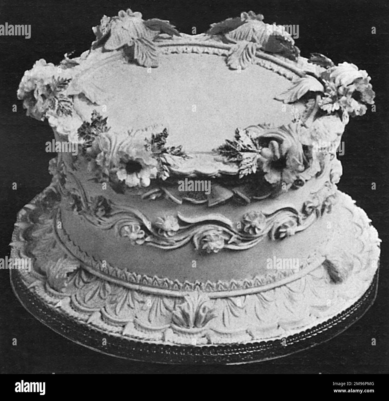 Wedding Cakes with Gum Paste Molding and Piped Decorations Stock Photo