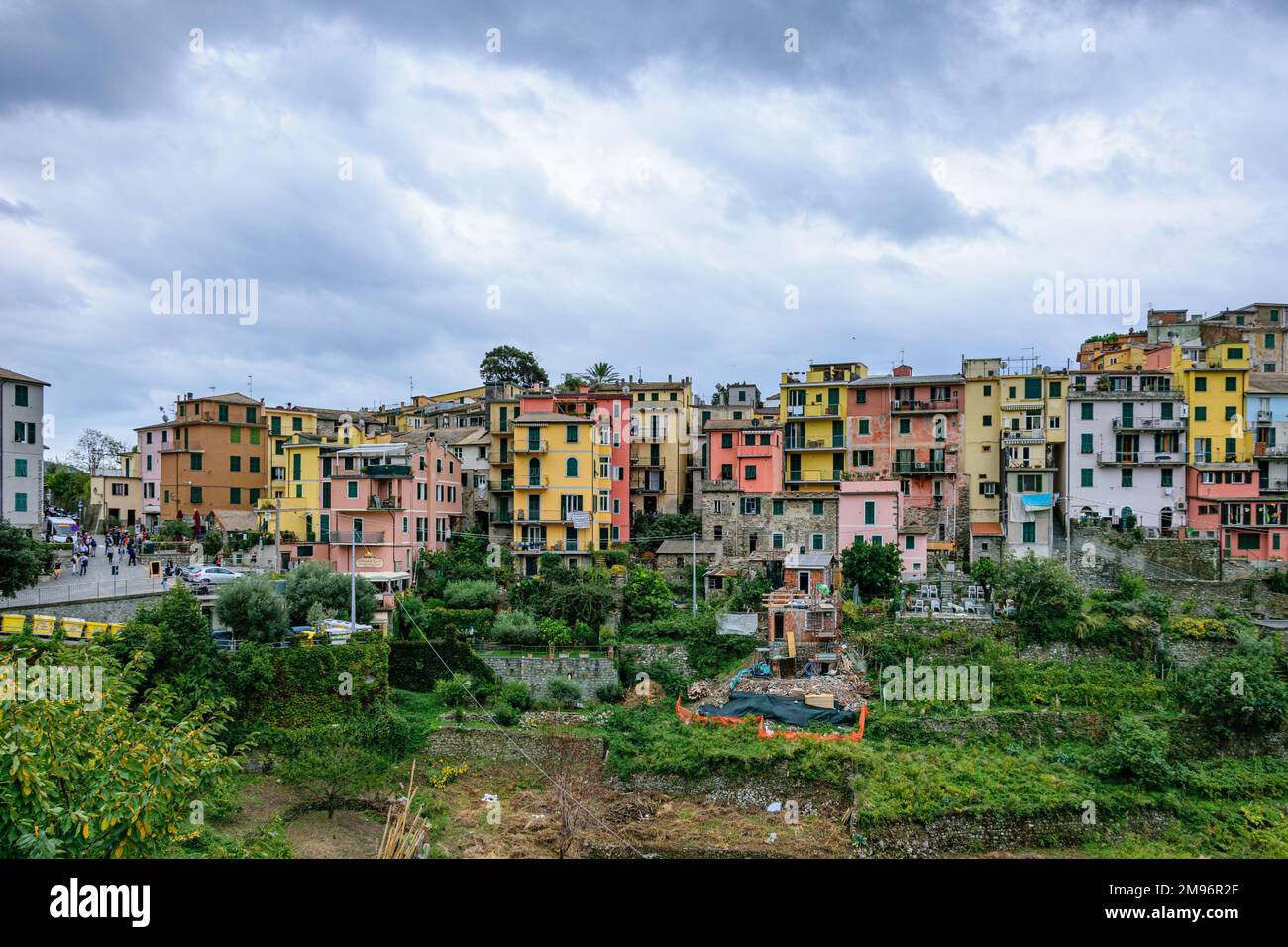 Corniglio, a cliff-top village on the Cinque Terra, Italy Stock Photo