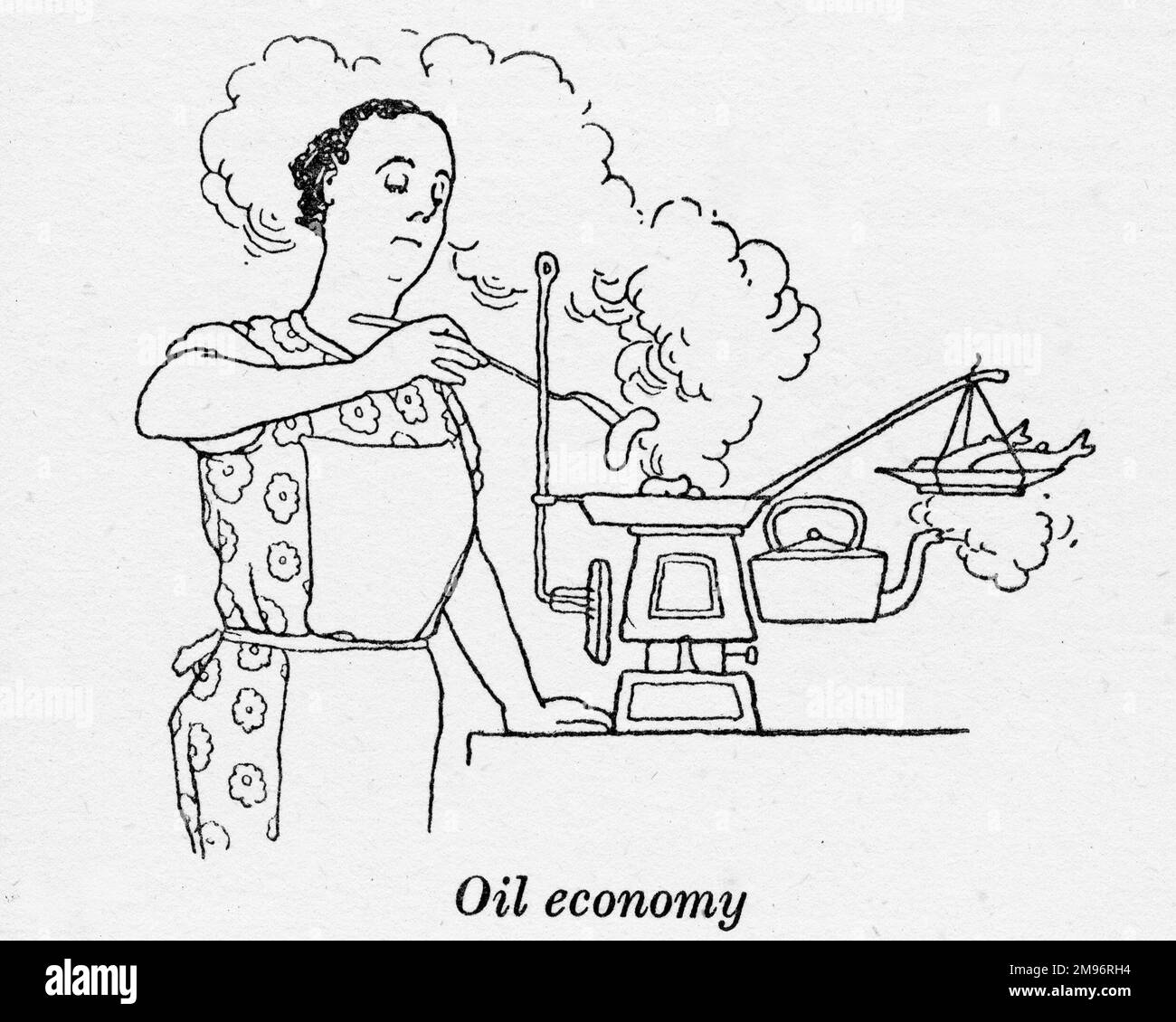 Heath Robinson - Wartime Cartoons - WWII.  Oil economy. Stock Photo