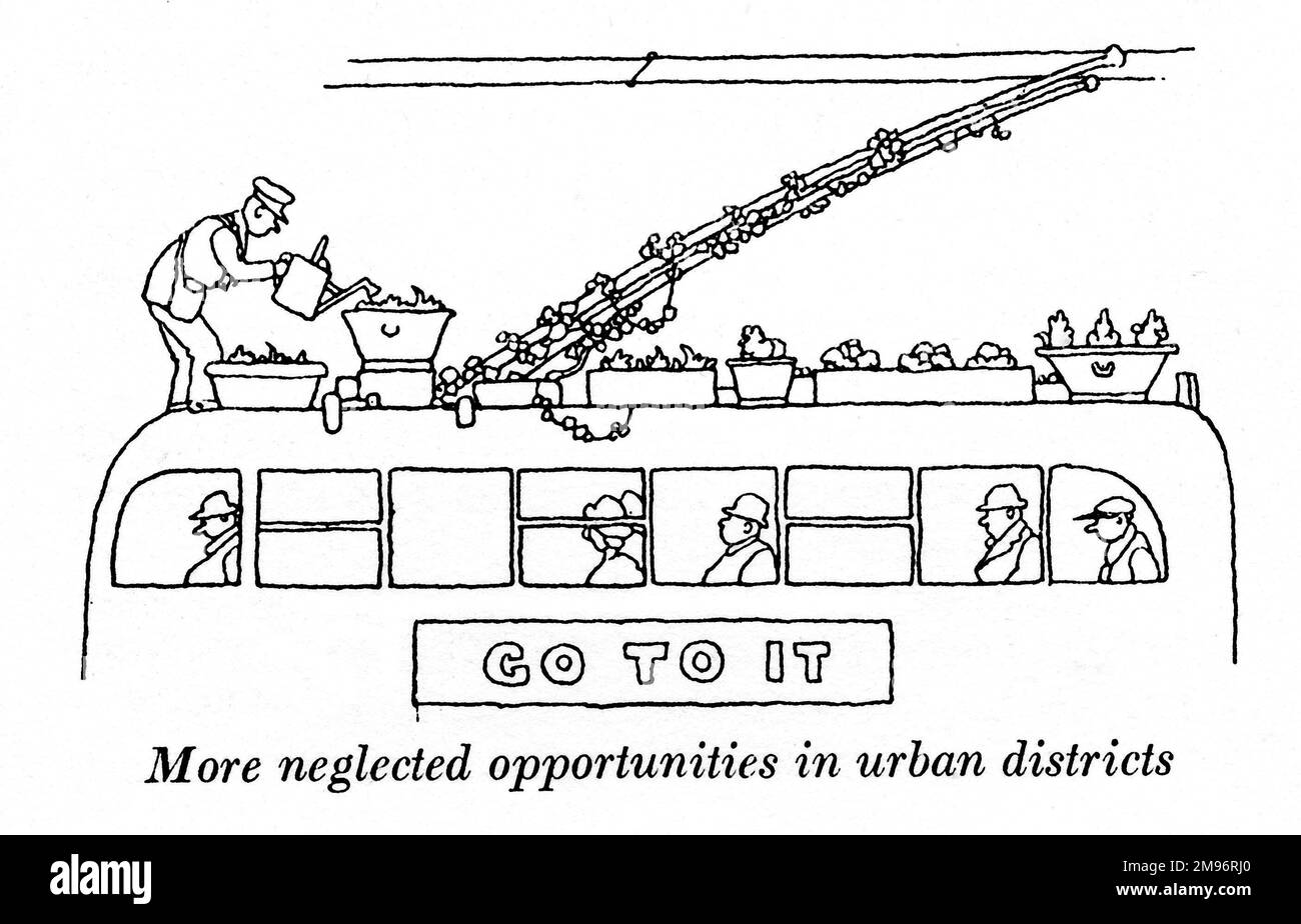 Heath Robinson - Wartime Cartoons - WWII.  More neglected opportunities in urban districts. Stock Photo