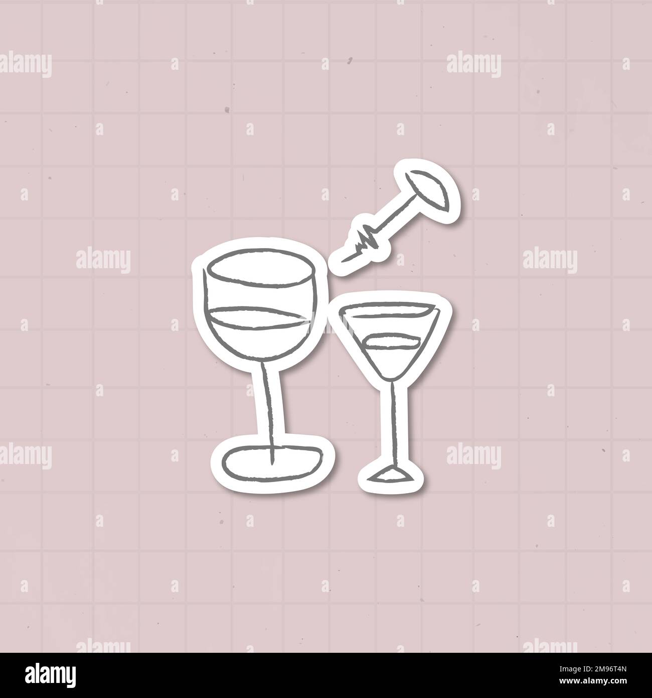 Doodle wine glasses sticker vector Stock Vector Image & Art Alamy
