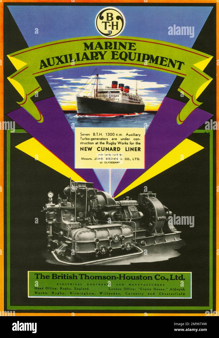 Advertisement for Marine Auxiliary Equipment, British Thomson-Houston Company Stock Photo