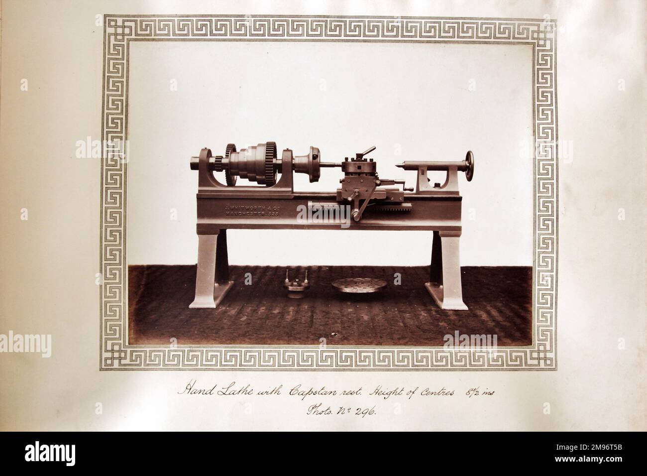 Hand lathe with capstan rest. Height of centres 8.5 inches Stock Photo